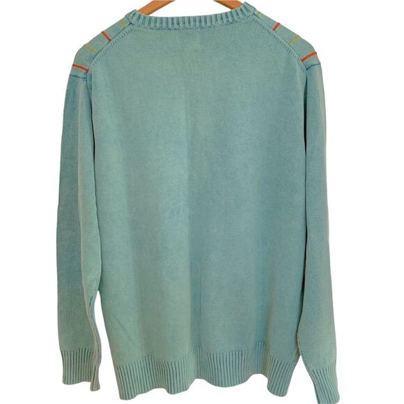 Vintage Men's Nick Danger Turquoise Box Pattern Grandpa Sweater XL - Picture 3 of 4